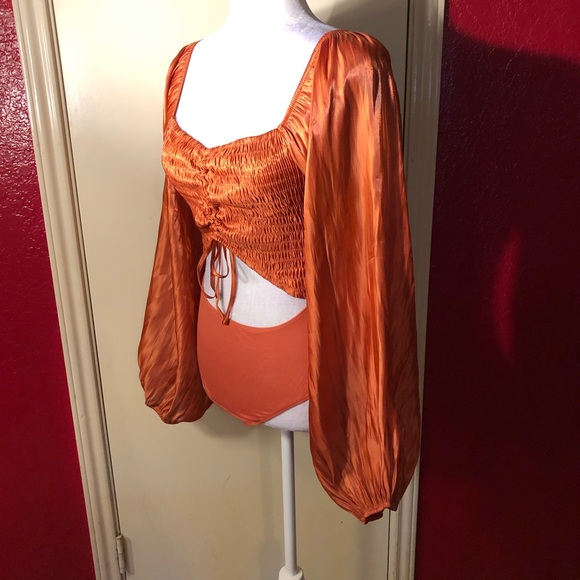 Lulus Terra Cotta Long Sleeve Bodysuit - Picture 6 of 11